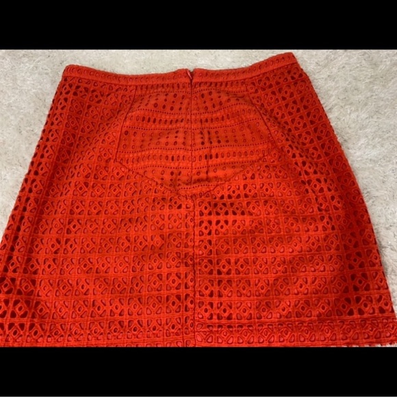 Madewell Orange Crochet Mini Skirt Size 8 | Summer Boho Chic Eyelet Style - Picture 3 of 7